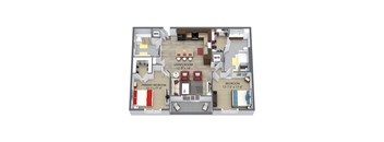 2  Bed   2  Bath   1,078 Sq. Ft. The Dahlia Floor Plan at Aster Apartments, Beachwood