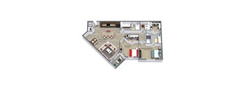 2  Bed   2  Bath   1,217 Sq. Ft. The Beech Floor Plan at Aster Apartments, Beachwood, 44122