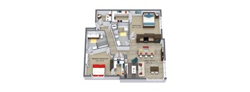 2  Bed   2  Bath   1,230 Sq. Ft. The Redbud Floor Plan at Aster Apartments, Beachwood