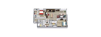 2  Bed   2  Bath   1,184 Sq. Ft The Aspen Floor Plan at Aster Apartments, Beachwood, OH 44122