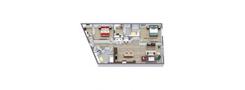 2  Bed   2  Bath   1,217 Sq. Ft. The Merigold Floor Plan at Aster Apartments, Beachwood Ohio