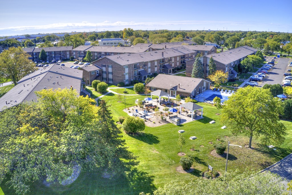 Aerial Outdoor Pavilion at The Greenway at Carol Stream, Carol Stream, IL