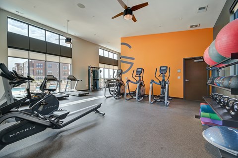 the gym at the luxury apartments at Statesman Apartments, Wisconsin