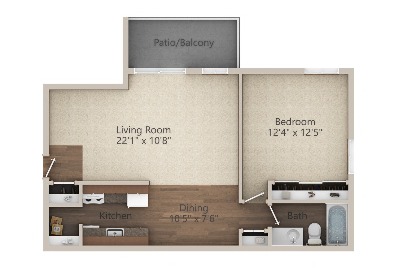 A3 Floor Plan at Glen Hills Apartments, Glendale, WI
