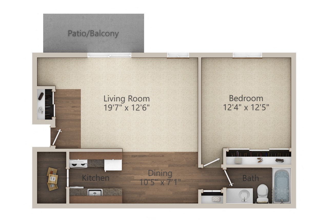 A4 Floor Plan at Glen Hills Apartments, Glendale, 53209