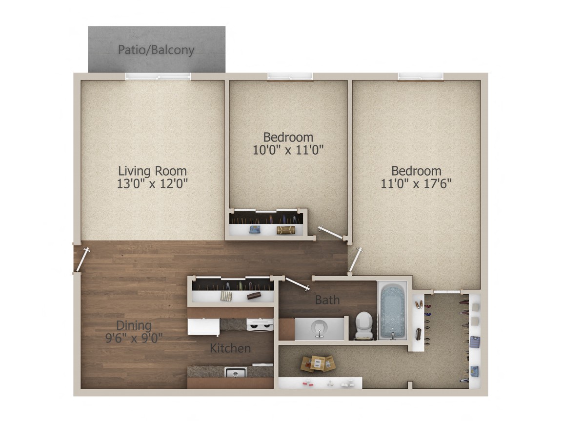 B2 Floor Plan at Glen Hills Apartments, Glendale
