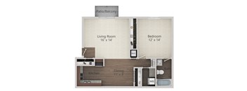 1 Bedroom w/ WD Floor Plan at The Greenway at Carol Stream, Carol Stream