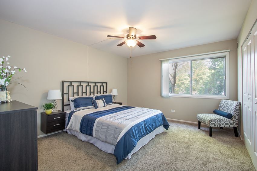 Bedroom With Expansive Windows at The Greenway at Carol Stream, Illinois, 60188 Bedroom With Expansive Windows at The Greenway at Carol Stream, Illinois, 60188