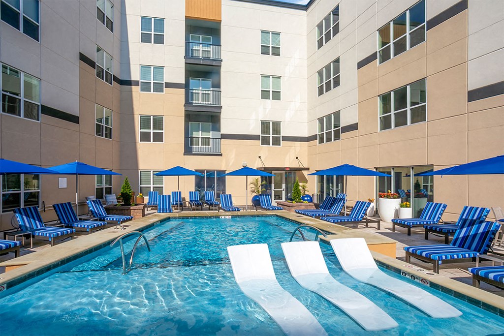 Pool With Sundecks at Aster Apartments, Beachwood, Ohio