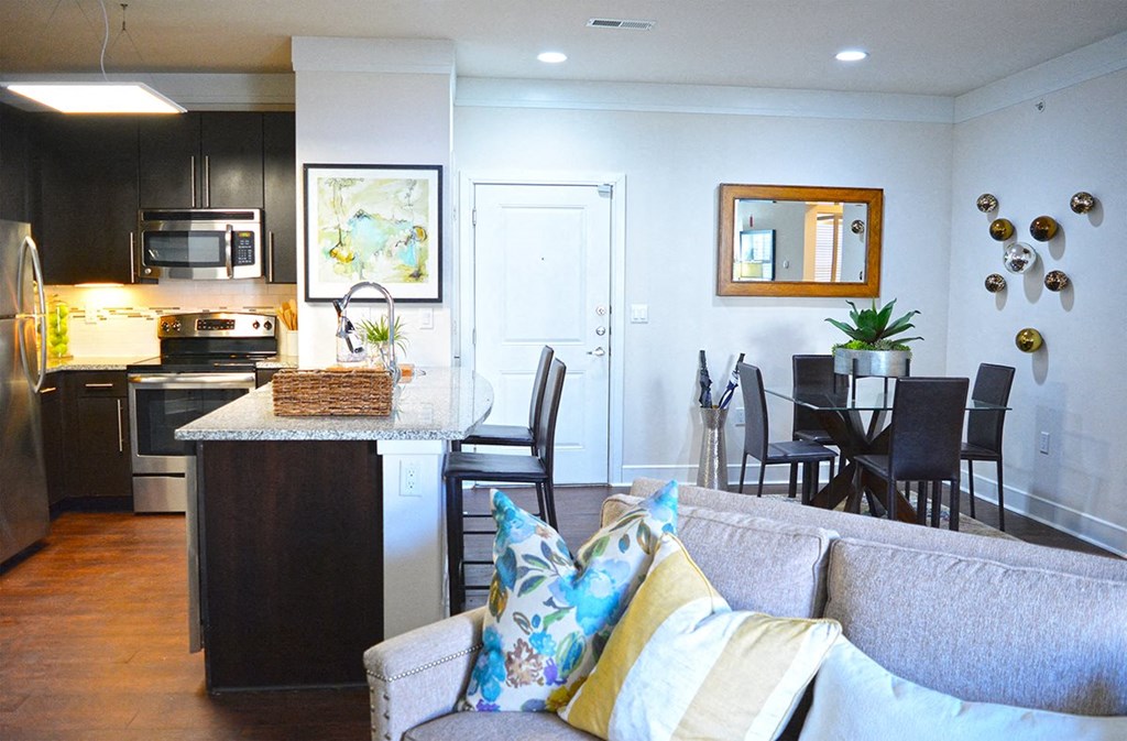 Dining Area With Kitchen View at Vanguard Crossing, St. Louis, MO, 63124