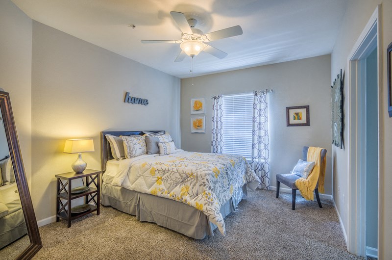 Bedroom With Ceiling Fan at Parkside at South Tryon, Charlotte, NC