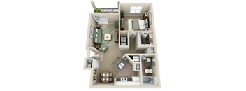 1 Bed 1 Bath - Melbourne (777 sq ft) Floor Plan at Parkside at South Tryon, Charlotte, NC