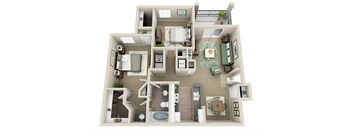 2 Bed 1 Bath - Sydney (1045 sq ft) Floor Plan at Parkside at South Tryon, Charlotte, North Carolina