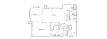 a floor plan of a house with bedrooms and a living room at Hunters Creek Apartments, Texas