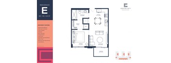 Residence E (Bldg C) 648 Sq Ft - 1BD/1BA