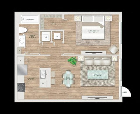 a floor plan of a home with a wooden floor
