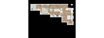 a floor plan of a house with a black background