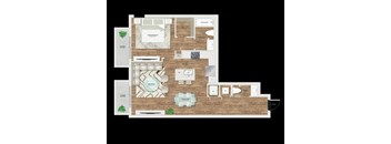 a floor plan of a home with a wooden floor