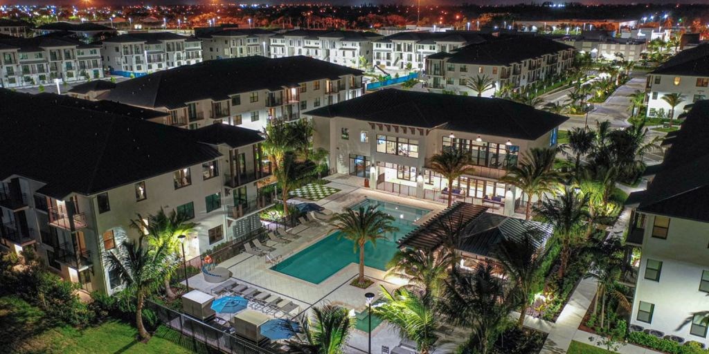 arial view of the resort at night