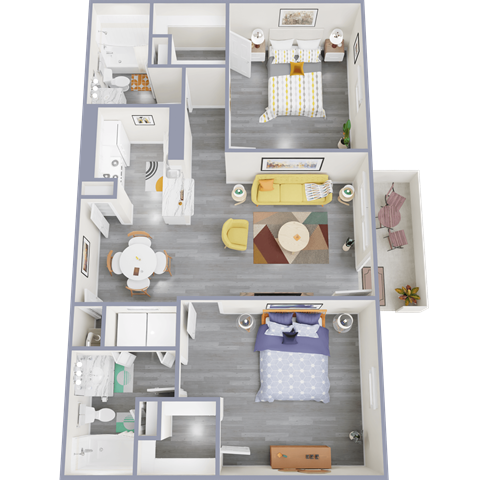 a floor plan of a 3 bedroom apartment