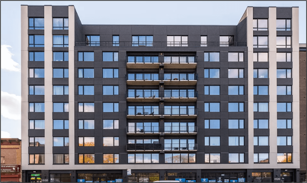 elevation of a large office building with many windows