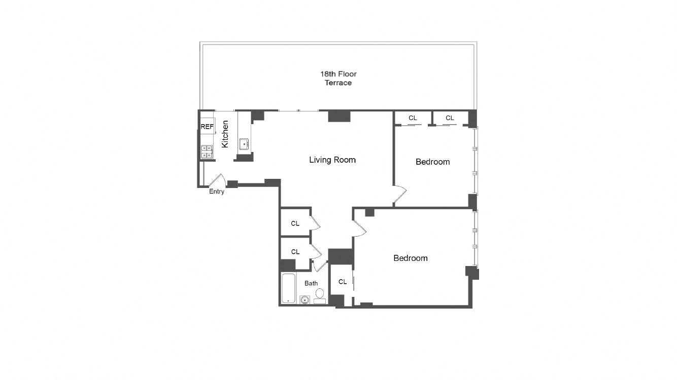 A Line 2 Bed 1 Bath