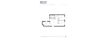 A Dalan Rentals floor plan for a 3 bedroom, 1 bath apartment.