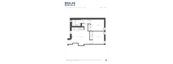 A floor plan for a 2 bedroom / 1 bath apartment.
