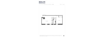 A Dalan Rentals floor plan for a 1 bedroom, 1 bath apartment.