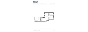 A Dalan Rentals floor plan for a 3 bedroom, 1 bath apartment.