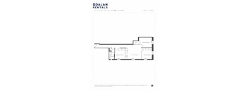 A black and white image of a floor plan for Dalan Rentals.