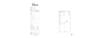 A floor plan for a property at 260 Gold Street shows a one bedroom apartment with a living area, kitchen, and bathroom.