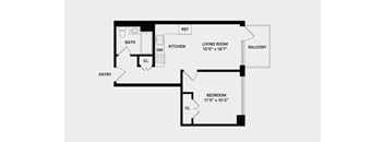 1 Bed 1 Bath Balcony