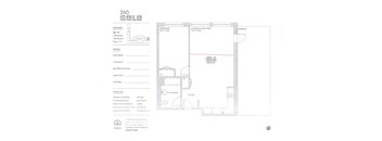 A floor plan for a 260 square foot unit with a living area, bedroom, bathroom, and lobby.