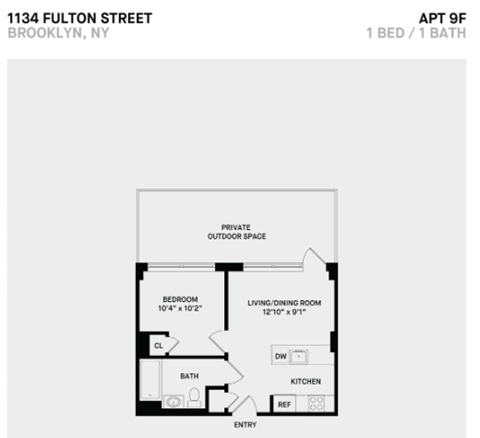 1 Bed 1 Bath Terrace