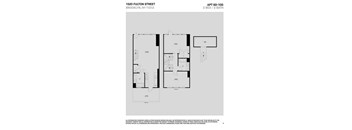 A floor plan for a 2 bedroom, 2 bathroom apartment located at 1520 Fulton Street, Brooklyn, NY 11213.