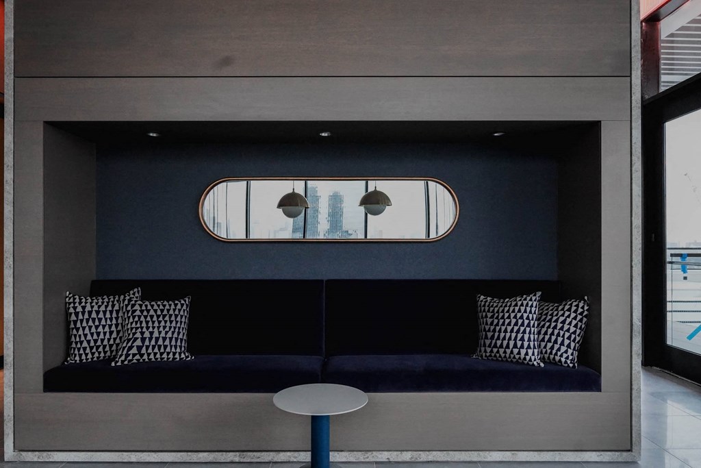 a living room with a couch and a table at The Lively, New Jersey 