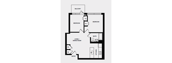 2 Bed 1 Bath Balcony