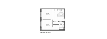 a floor plan of a small apartment at The 22 Apartments, St. Louis, MO
