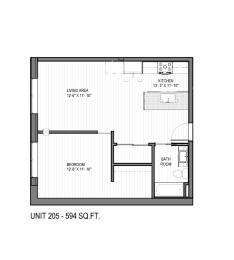 a floor plan of a small apartment at The 22 Apartments, St. Louis, MO