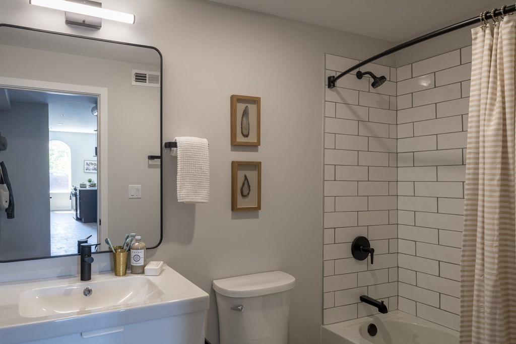 a bathroom with a sink toilet and a shower