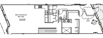 A floor plan of an apartment at 396 A Euclid Bay 206.