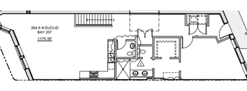 A floor plan of a property located at 394 A N Euclid Bay 207, 1175 SF.