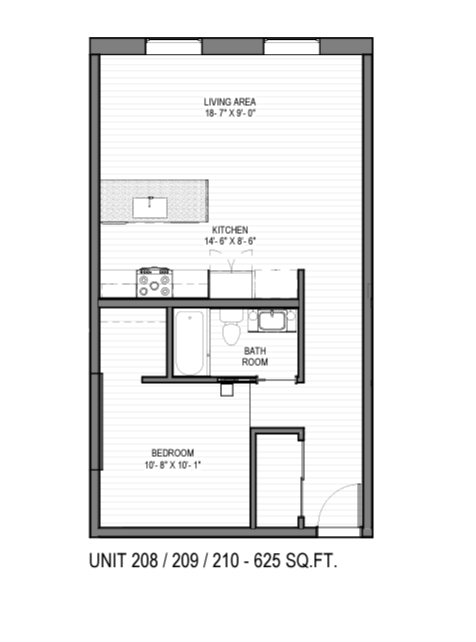 a floor plan of a small apartment at The 22 Apartments, St. Louis