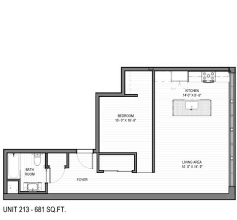 a floor plan of a home at The 22 Apartments, St. Louis, MO 63103