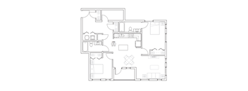 A black and white image of a floor plan of a house.