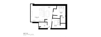 a floor plan of a 1 bedroom floor plan