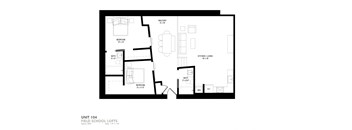 a floor plan of a unit with a bedroom and a living room