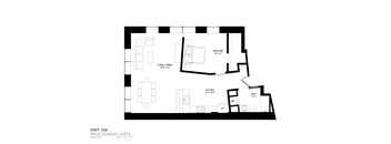 a floor plan of a unit with a bedroom and a bathroom