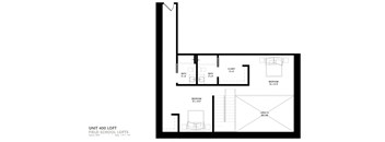 a floor plan of a small house with a loft and a roof